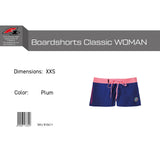 F2 Retro Boardshorts Classic Plum Damen Badeshorts Kurz Lila - Größe wählbar