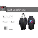 F2  Retro Surf Coat Unisex Poncho Jacke Schwarz - Größe wählbar