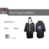 F2  Retro Surf Coat Unisex Poncho Jacke Schwarz - Größe wählbar