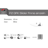 F2  Kiteboard Finne GFK Slider Finne einzeln 2,5cm Weiss