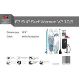F2 SUP Stand Up Paddle Board Surf Woman V2 Weiß/Türkis - Größe wählbar