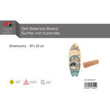 F2 Set Balance Board Surfer 87x32cm mit Korkrolle