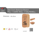 F2 Kork Balance Board Pill 80x30cm mit Korkrolle + Kork Halbkugel