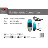 F2 Set Foilboard Comet Team Türkis 55L + Alu Foil 2400 + Wing 5qm