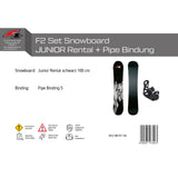 F2 Set Snowboard Junior Rental mit Pipe Bindung Komplettset Größen wählbar