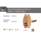 F2 Set Kork Balance Board Surf Flat Shape 74x30cm + Korkrolle