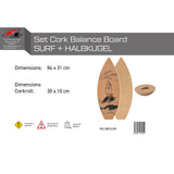 F2 Set Kork Balance Board Surf Flat Shape 84x31cm + Halbkugel