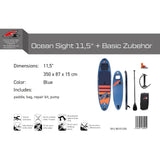 F2 Set Stand Up Paddle Board Ocean Sight Blau 11,5 + Basic Zubehör Paket