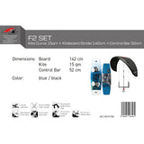 F2 Set Kite Bullit + Kiteboard Stride + Control Bar - Komplettset Größen wählbar