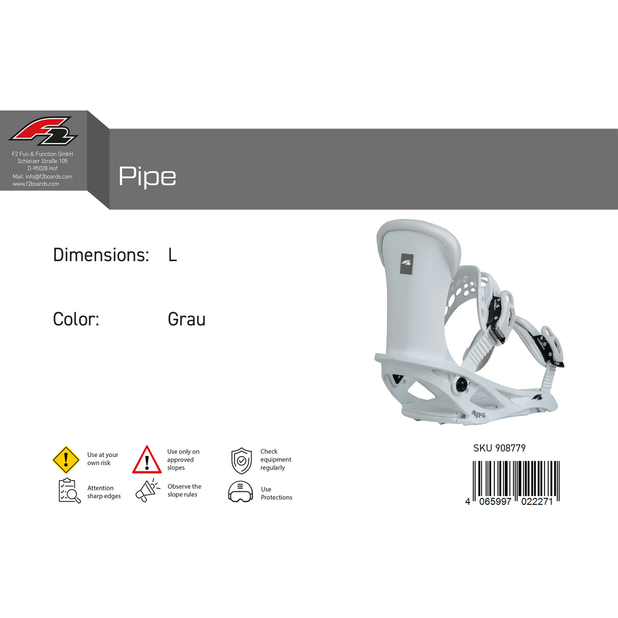 F2 Herren Snowboard Soft Bindung Pipe Farbe/Größe wählbar