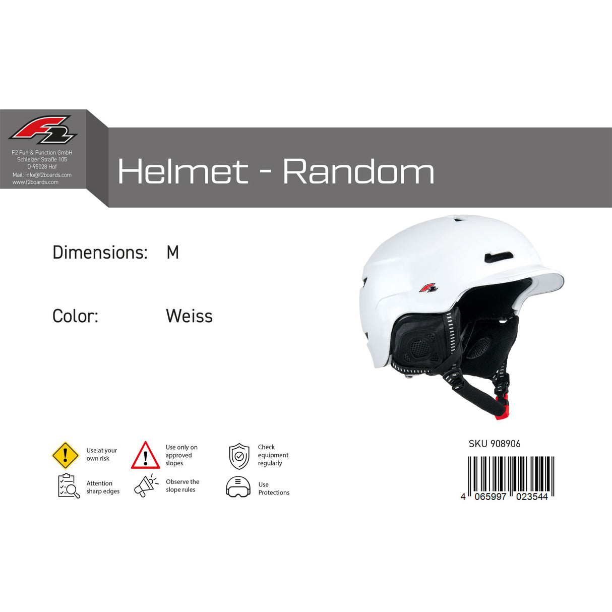 F2 Herren Snowboard Helm Helmet - Random Farbe/Größe wählbar