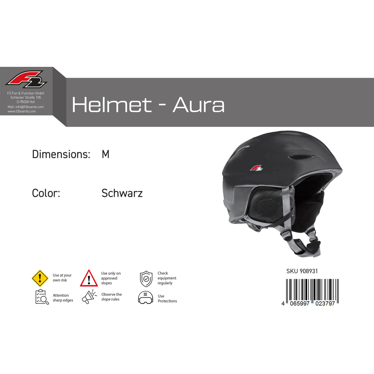 F2 Damen Snowboard Helm Helmet - Aura Farbe/Größe wählbar