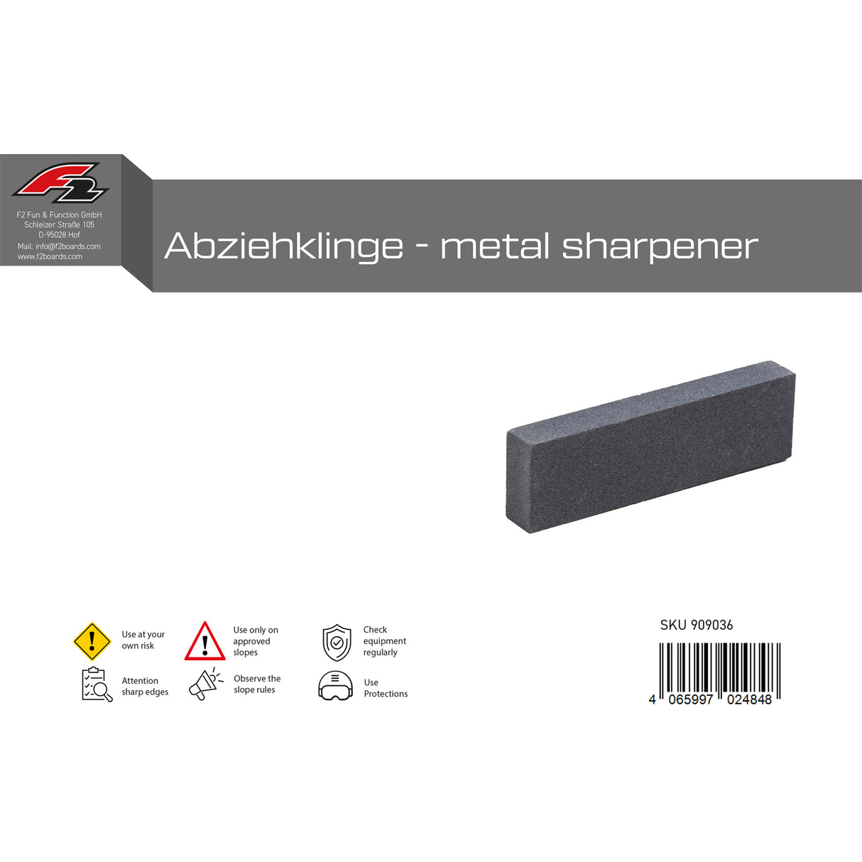 F2  Snowboard Zubehör Abziehklinge Metal Sharpener