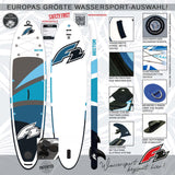 F2 Stand Up Paddle Board SECTOR SMART 10,5 Blau mit E-Pumpe + E-Finne