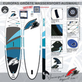 F2 SUP Stand Up Paddle Board Sector 10'5''/11'5"/12'2" wählbar Blau