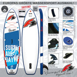 F2 Junior SUP Stand Up Paddle Board Ocean Boy 8'2''/9'2" wählbar Blau