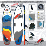 F2  SUP Stand Up Paddle Board Glide WS 10'2''/10'8"/11'7" wählbar Grau