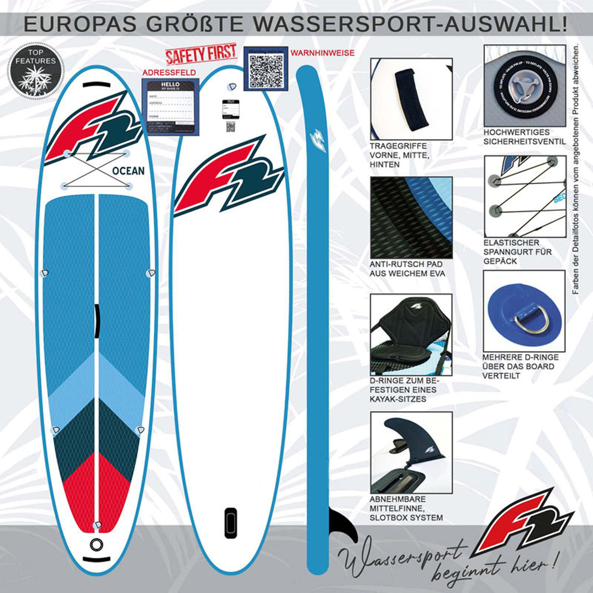 F2 Marken Stand Up Paddle Board OCEAN LTD Rot SUP Board Only  11'5 350cm