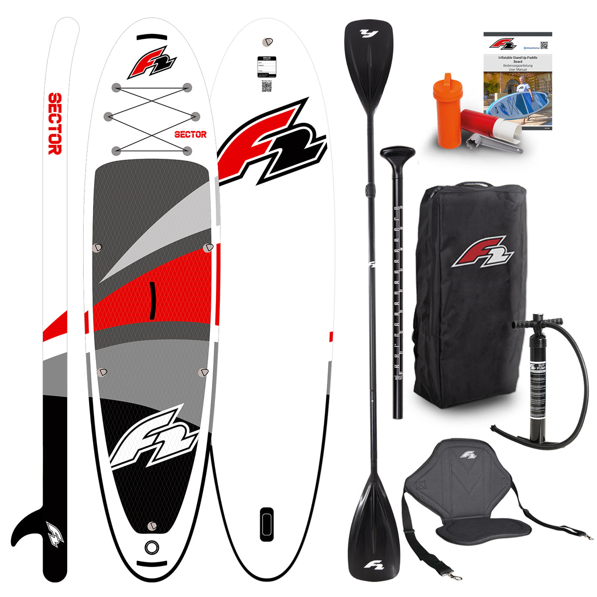 F2 SUP Stand Up Paddle Board Sector Limited Edition 10'5''/11'5"/12'2" Rot