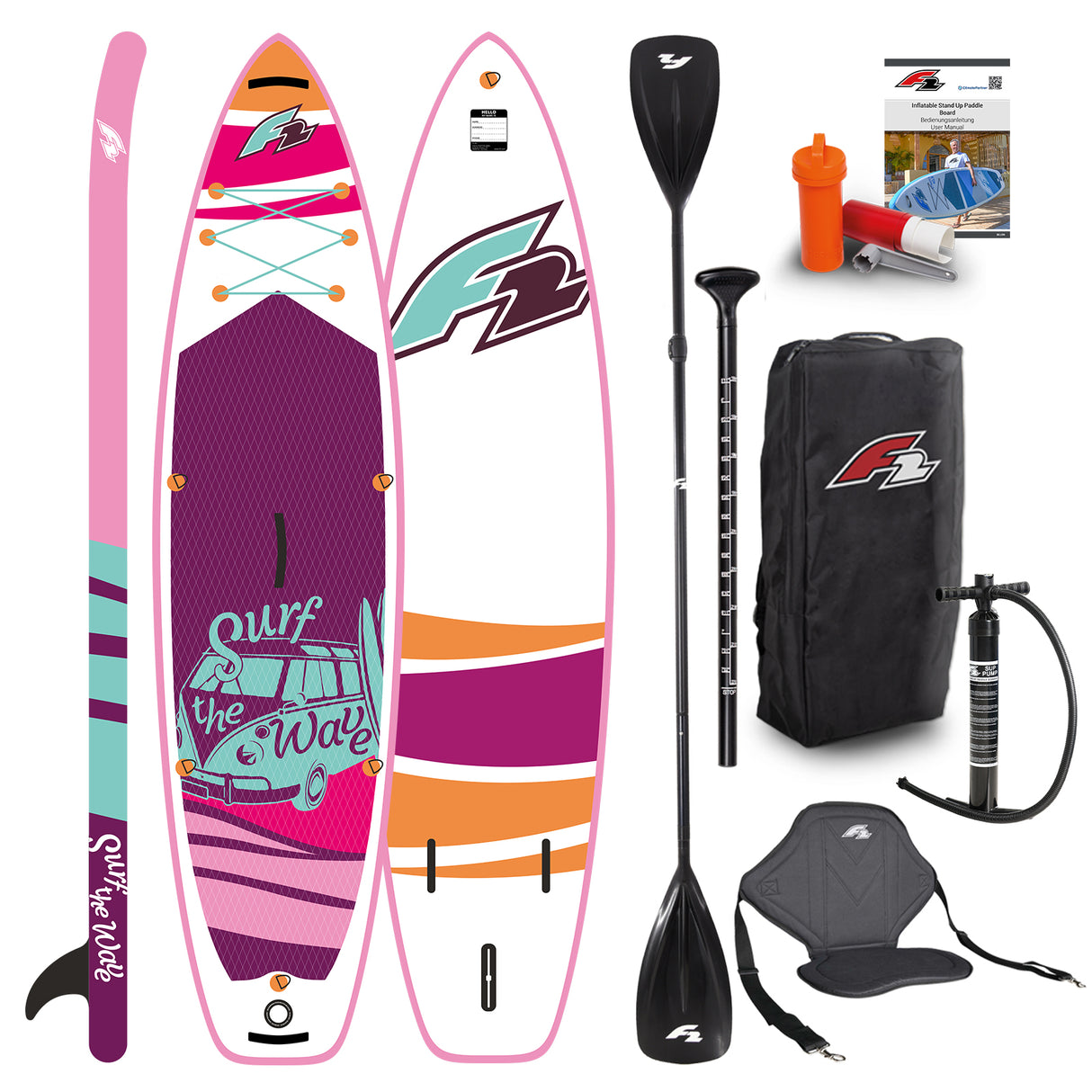 F2 SUP Stand Up Paddle Board Surf the Wave Ltd. Edition Größe wählbar Pink