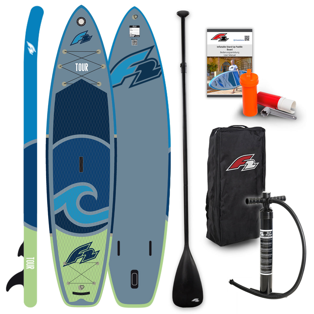 F2  SUP Stand Up Paddle Board Tour 11'5''/12'2"/13'2" wählbar Blau