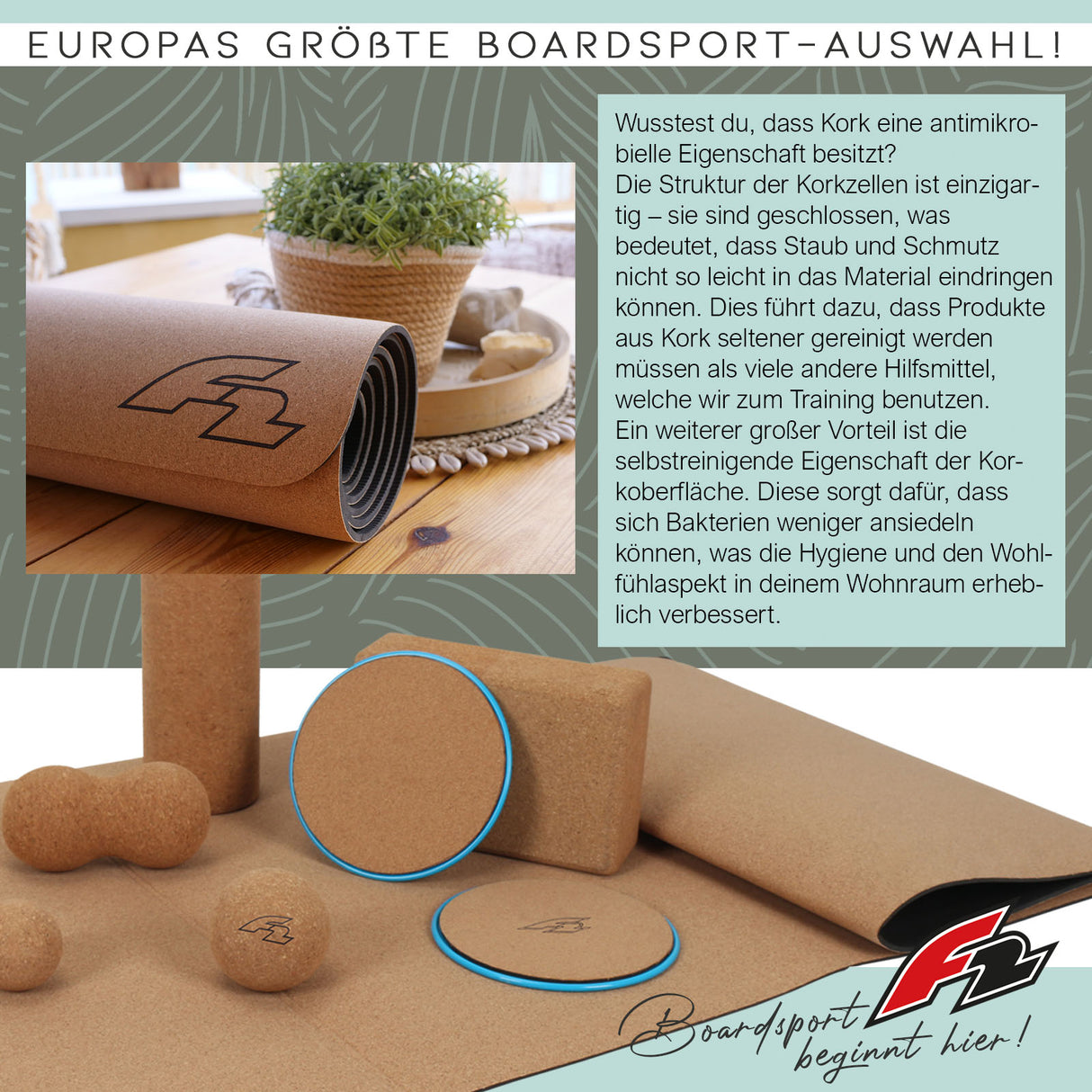 F2 The Ultimate - Yoga Set 8-teilig viel Zubehör wie Yoga Matte, Korkbälle uvm.