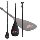 F2  SUP Paddel 40% Carbon Paddle 3-teilig 170-220cm Schwarz