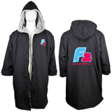 F2  Retro Surf Coat Unisex Poncho Jacke Schwarz - Größe wählbar