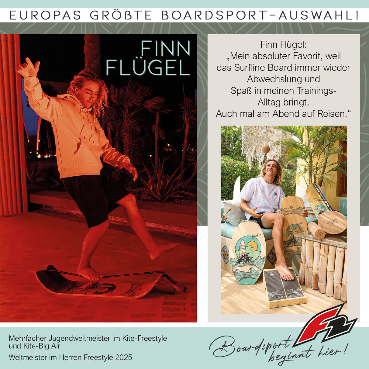F2 Balance Board Surfline Board Slackline Training 105x27,5cm Farbe wählbar