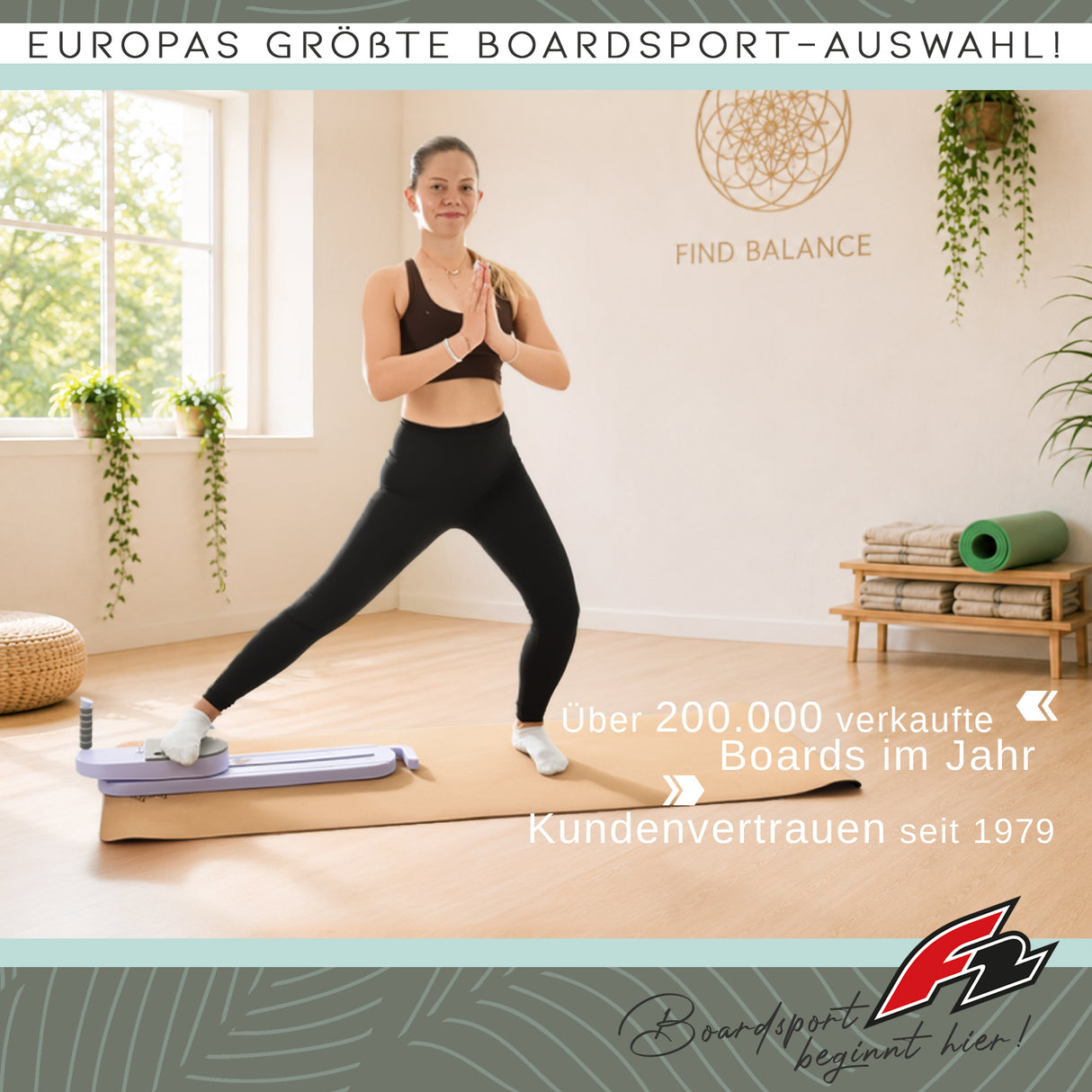 F2  Balance Board Core Pro Pilates Trainer  145cm Lila