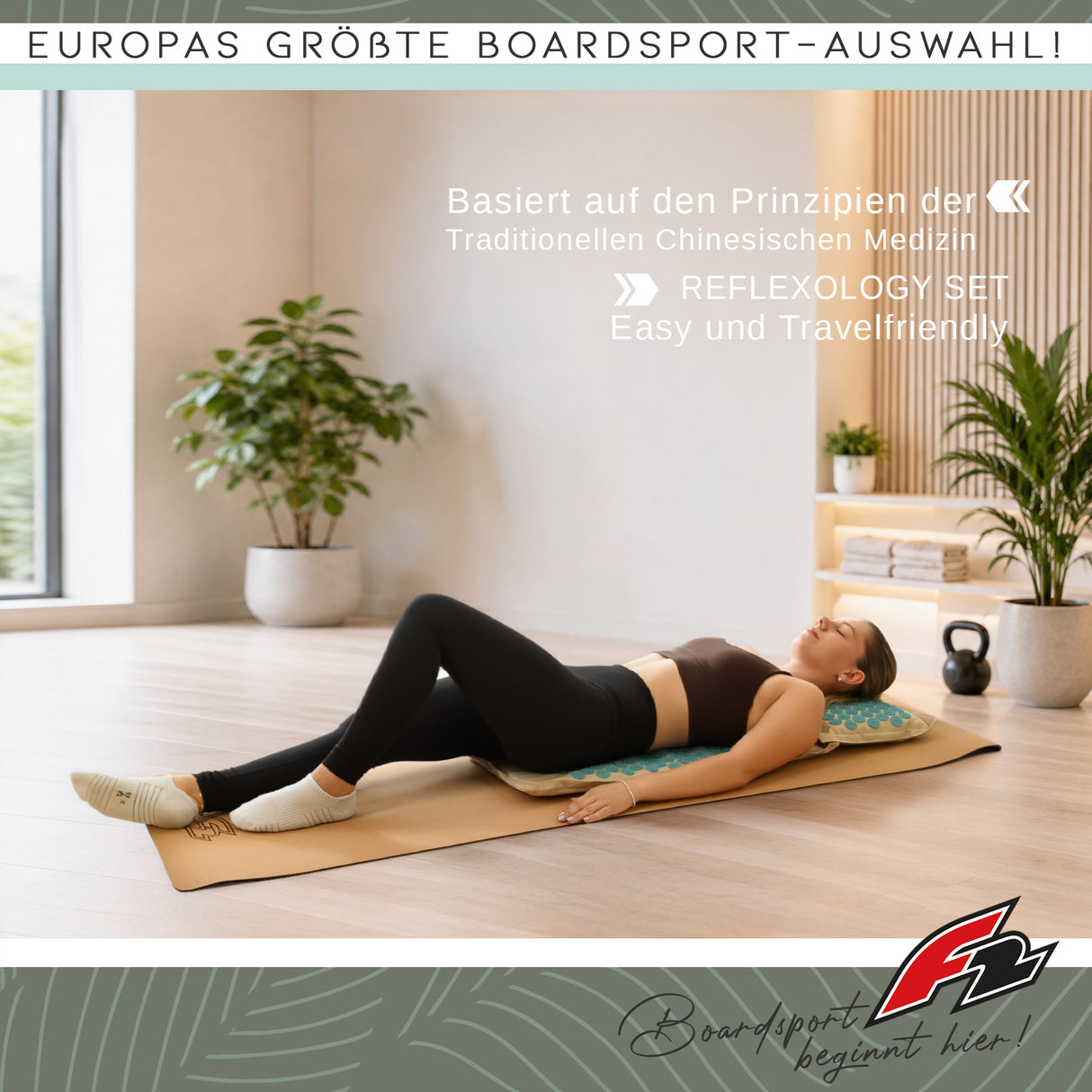 F2  Balance Board Reflexology Set Akkupressur Leinen 45,5x70,5cm Beige