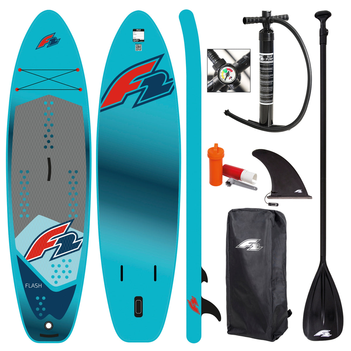 F2  Stand Up Paddle Board Flash Leucht SUP Blau - Größe wählbar