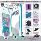 F2 SUP Stand Up Paddle Board Surf Woman V2 Weiß/Türkis - Größe wählbar