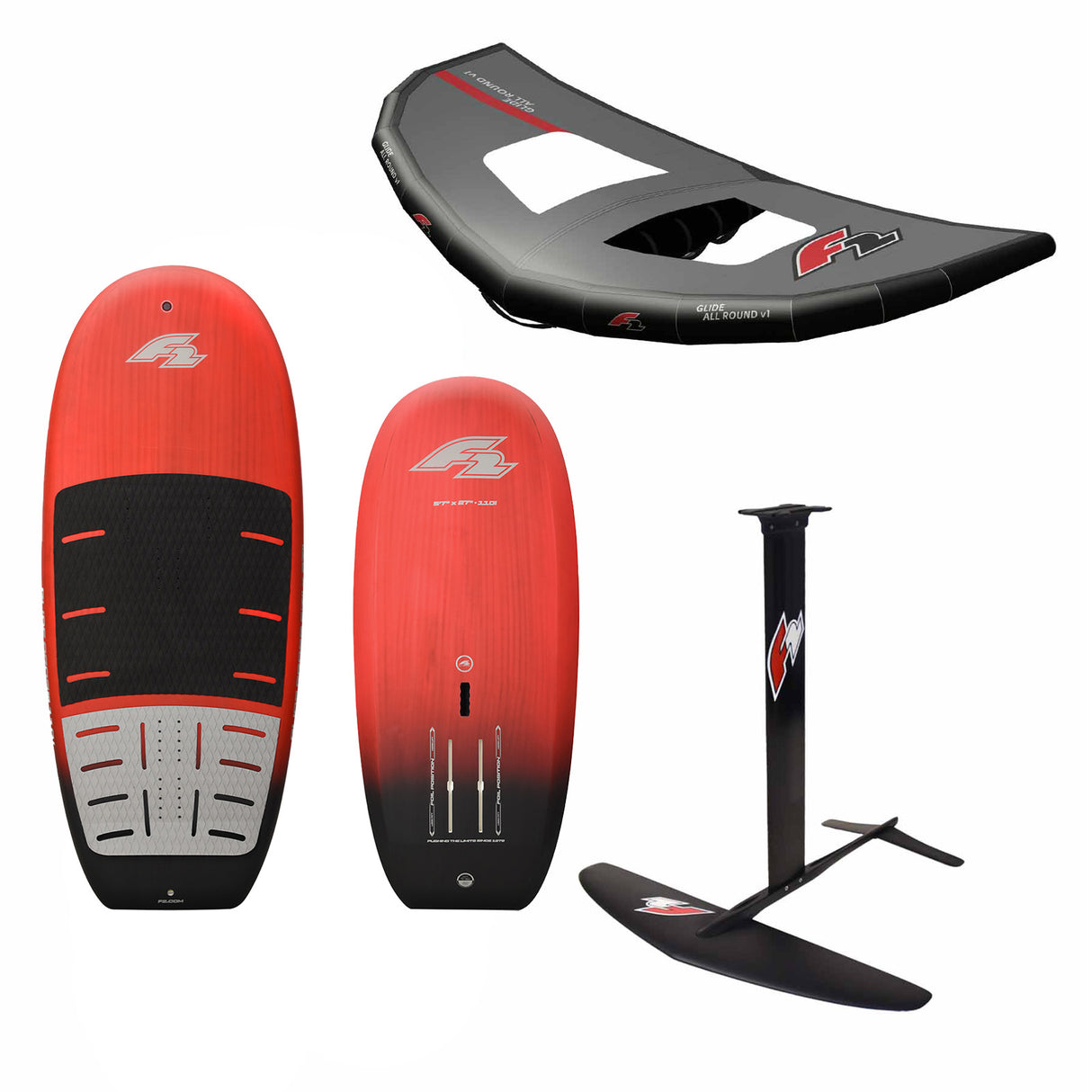F2 Set Foilboard Glide Cross 140L+LTD Allround Foil+Allround Wing Größen wählbar