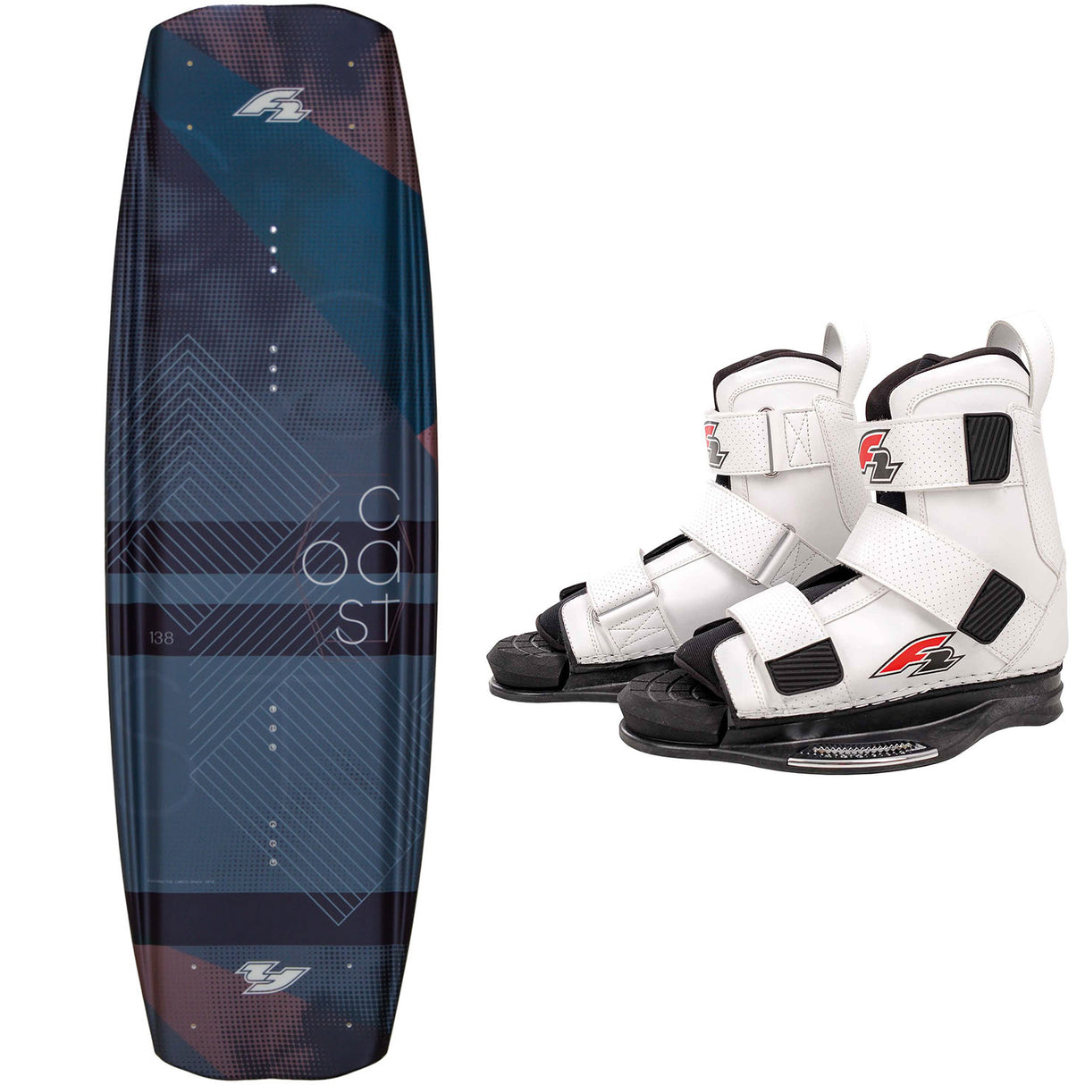 F2 Set Wakeboard Coast Petrol 138cm mit Wakebindung Team Boot L/XL