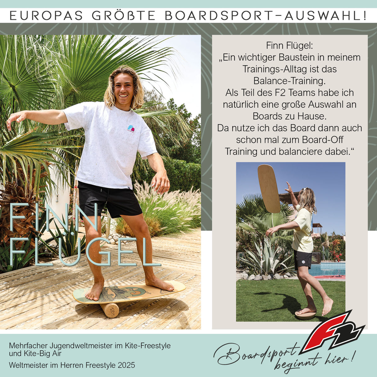 F2 Balance Board Set mit Korkrolle und Halbkugel Komplettset Modell wählbar