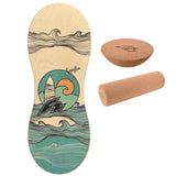F2 Set Balance Board Peanut 86x32cm + Halbkugel und Korkrolle