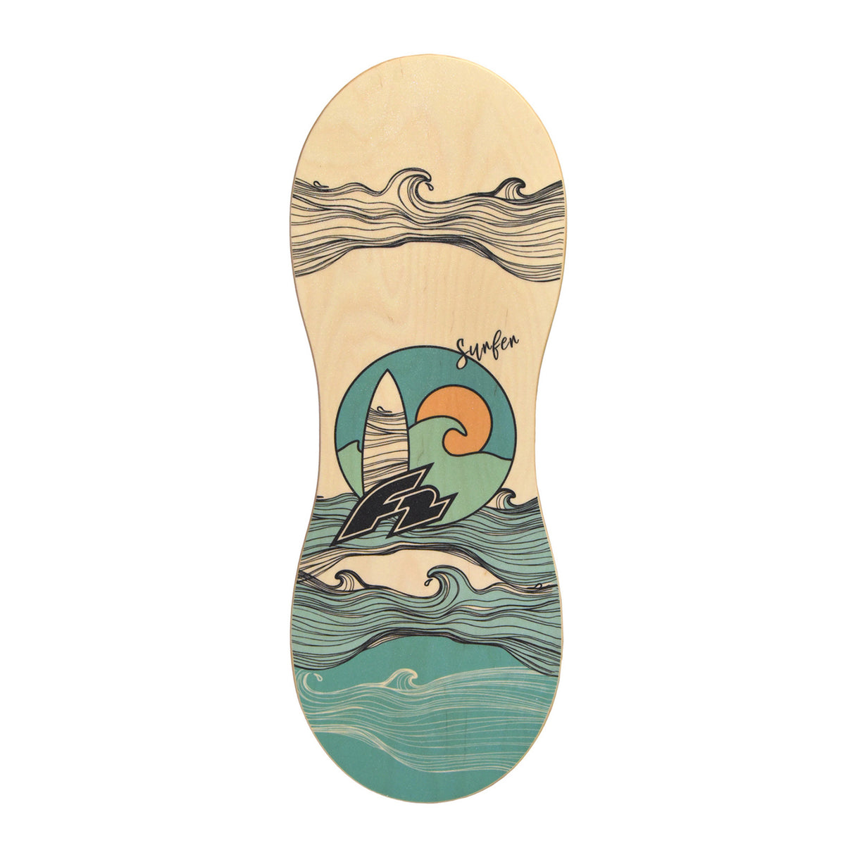 F2 Set Balance Board Peanut 86x32cm + Halbkugel und Korkrolle