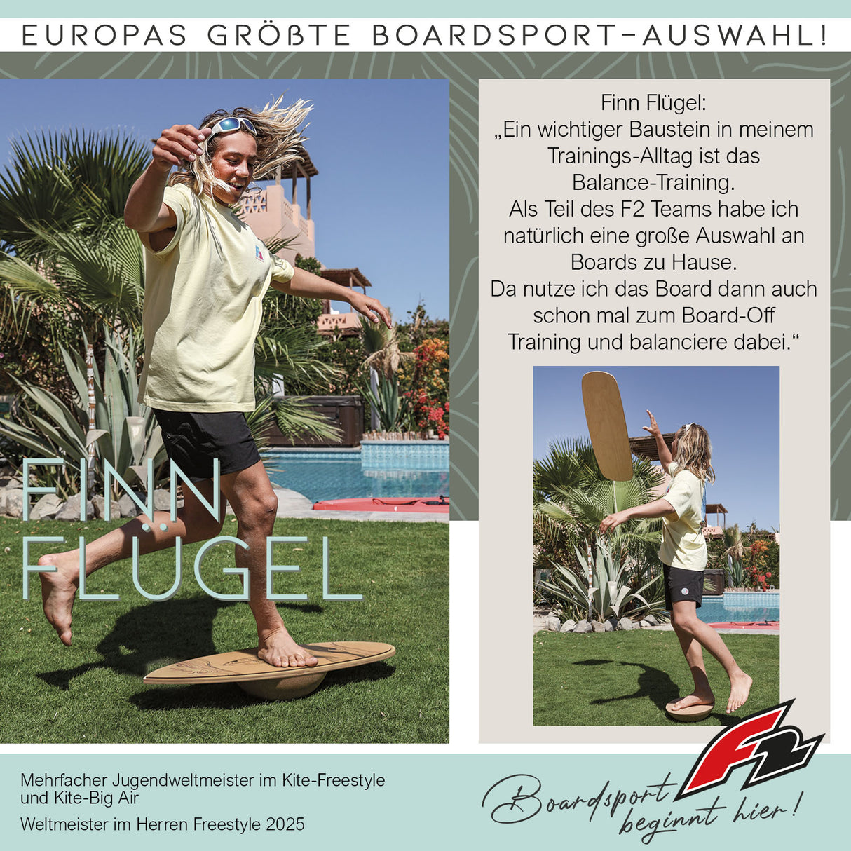 F2 Kork Balance Boards mit Korkrolle + Kork Halbkugel - Komplettset Modell wählbar