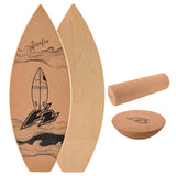 F2 Kork Balance Board Surf 74x30cm mit Korkrolle + Kork Halbkugel
