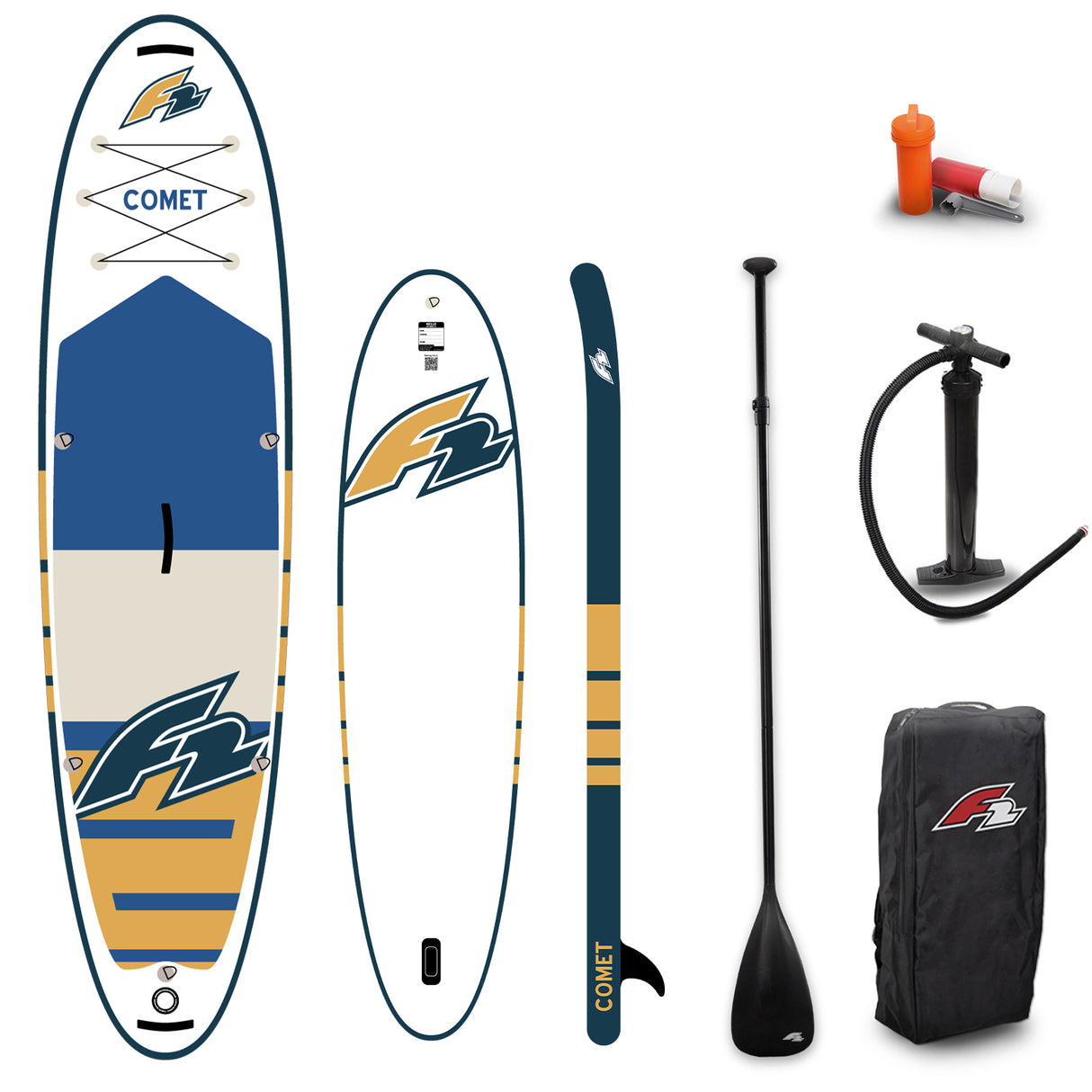 F2 SUP Stand Up Paddle Board Comet Weiss - Komplettset Größen und Zubehör wählbar