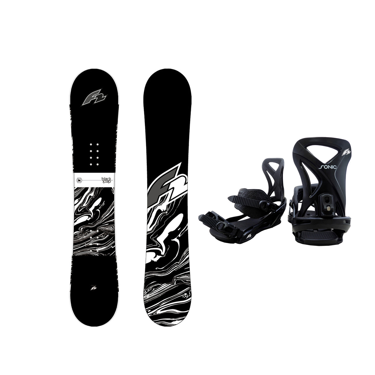 F2 Set Snowboard Blackdeck Schwarz 143cm + Sonic Pro Bindung M
