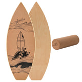 F2 Set Kork Balance Board Surf Flat Shape 84x31cm + Korkrolle