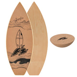 F2 Set Kork Balance Board Surf Flat Shape 74x30cm + Halbkugel