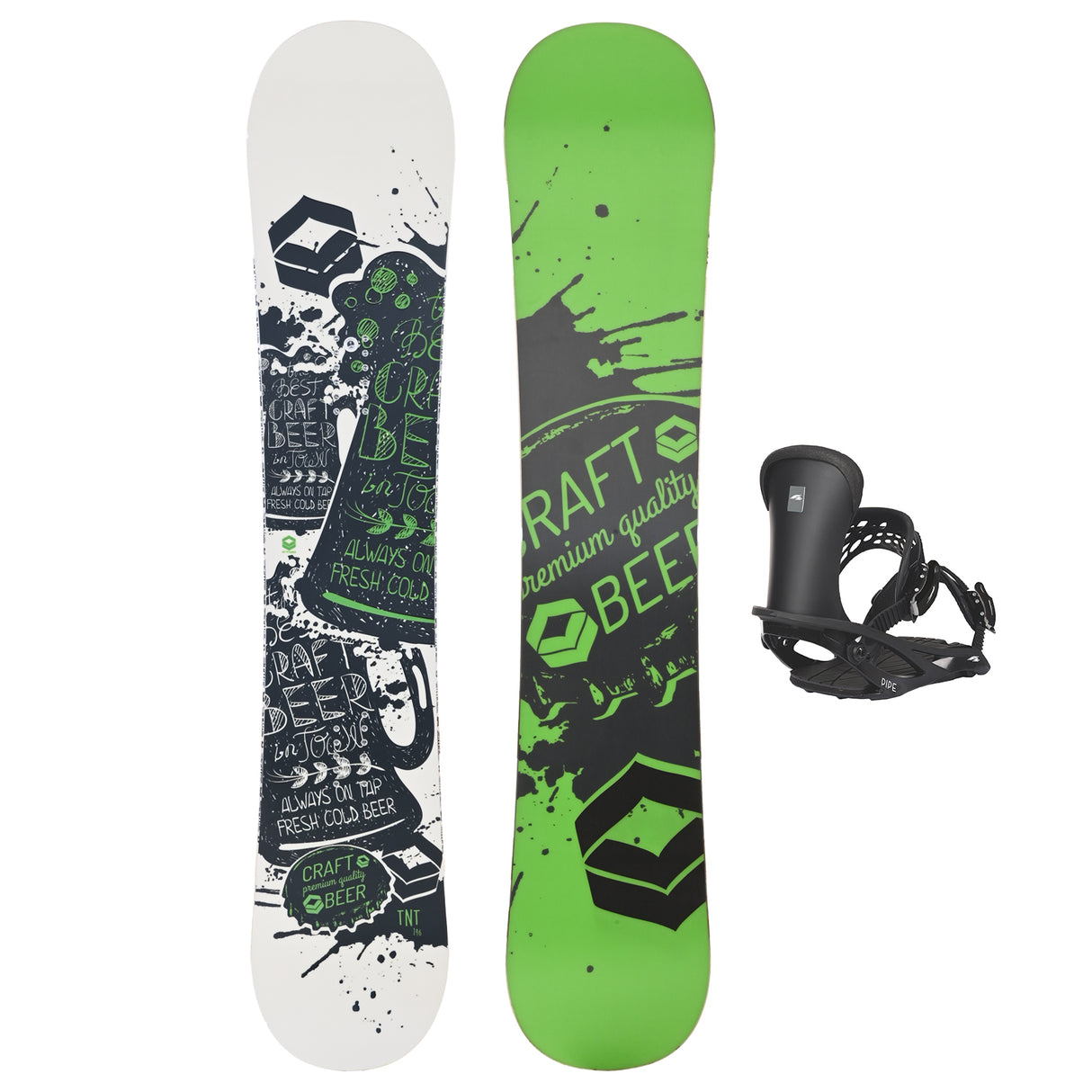 FTWO Set Snowboard TNT Grün 146cm mit Pipe Bindung M Sale