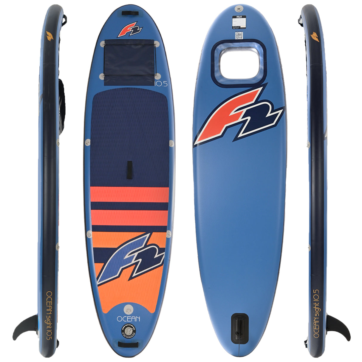 F2 Set Stand Up Paddle Board Ocean Sight Blau 10,5 + Kajak Zubehör Paket