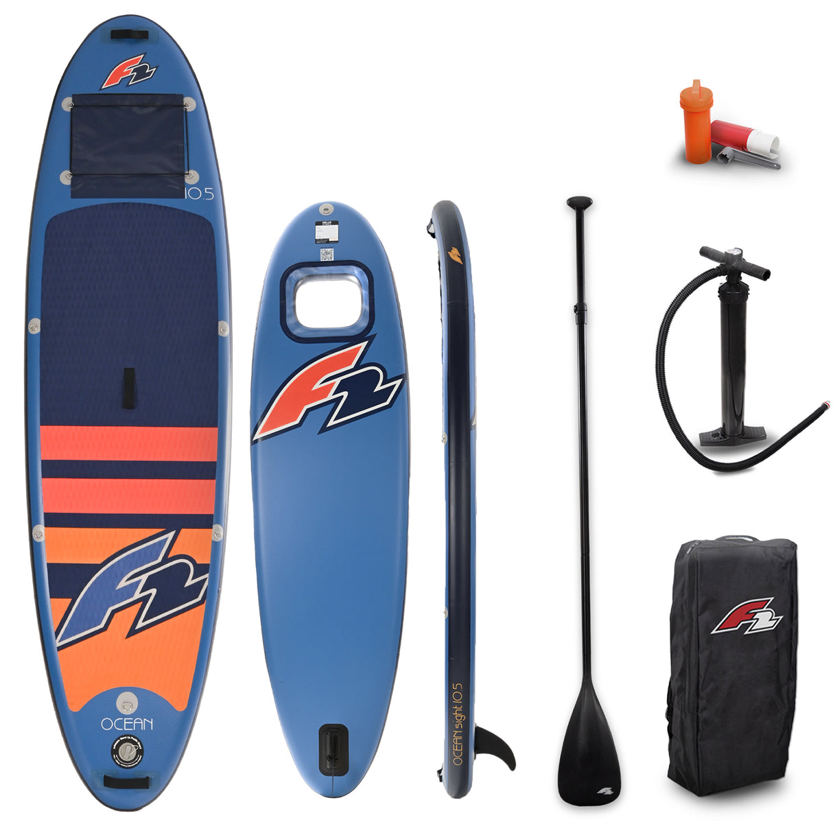 F2 Set Stand Up Paddle Board Ocean Sight Blau 11,5 + Basic Zubehör Paket