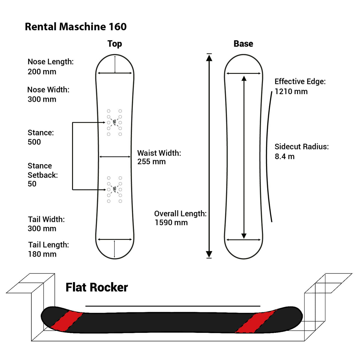F2 Snowboard Rental Machine mit Protector Größe wählbar Schwarz