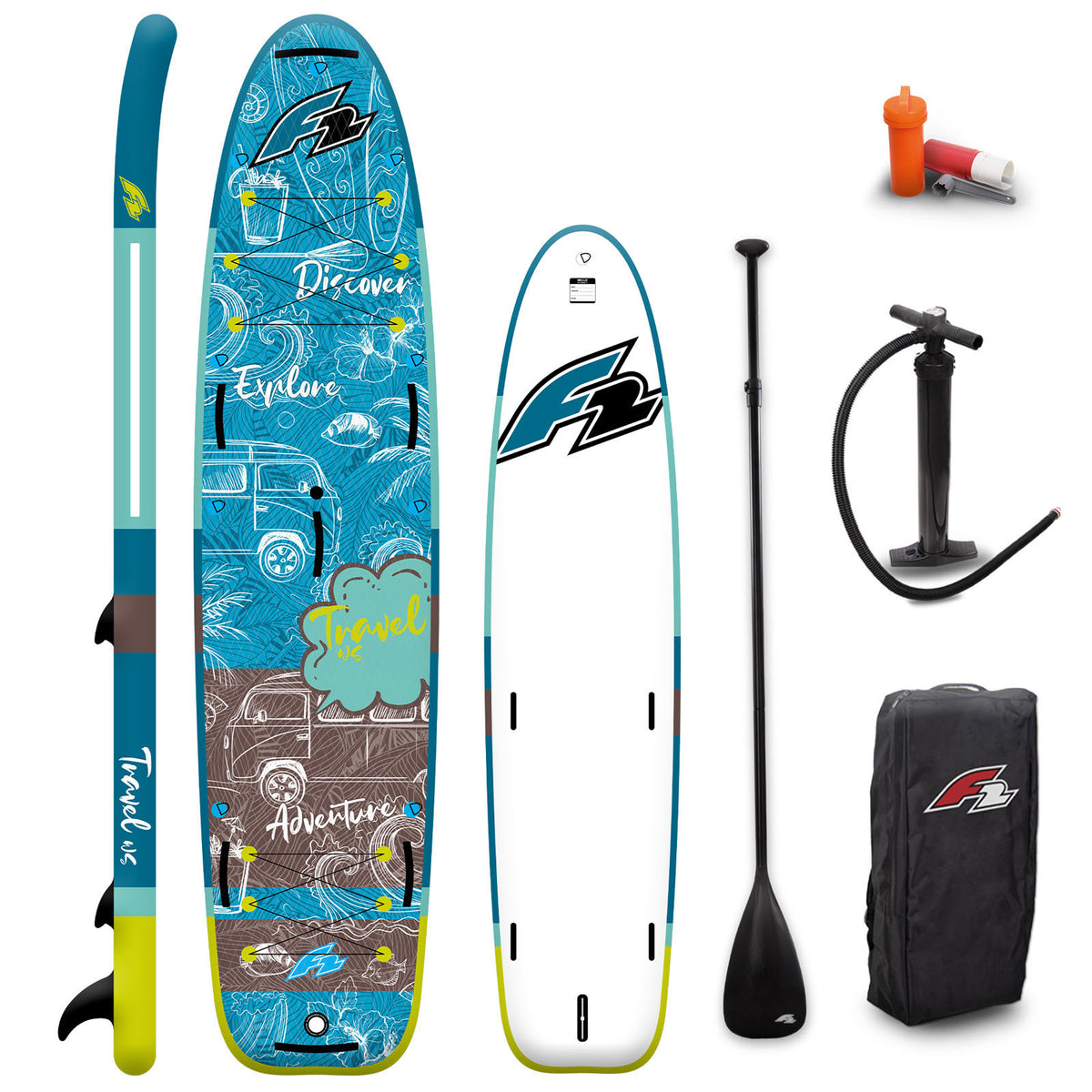 F2 SUP Stand Up Paddle Board Travel WS 12'0''/12'5'' wählbar Blau
