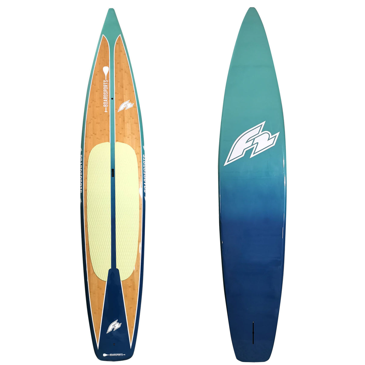 F2 Hard SUP Ride Pro Bamboo Tour 12'6"/14'0" wählbar Türkis